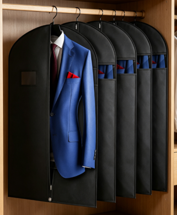 Garment bag with transparent window