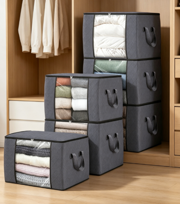 Foldable storage bag with transparent window