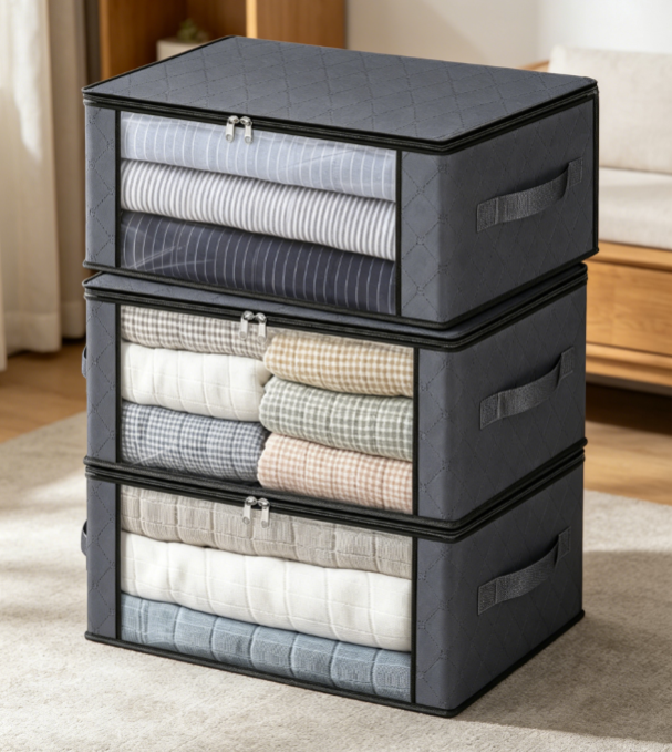 Foldable storage box with large transparent window