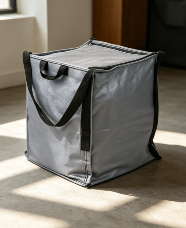 Heavy-duty storage tote bag with top zipper