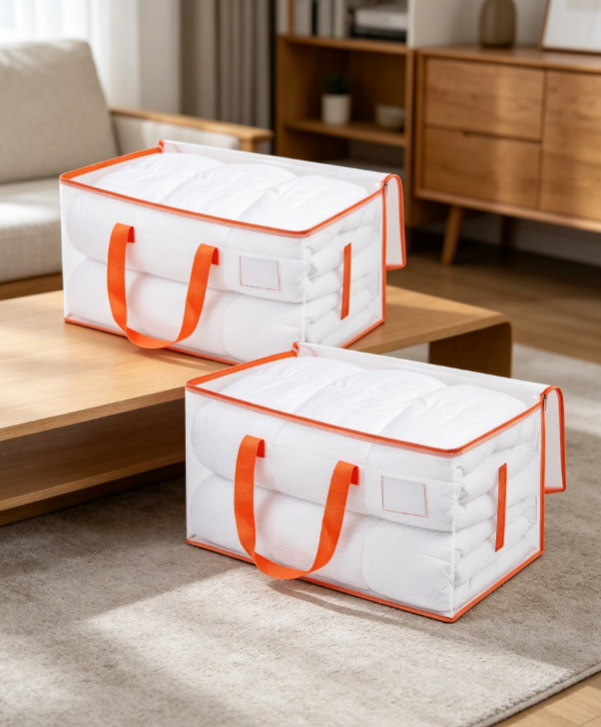 Transparent heavy-duty moving bags with labels